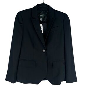 J. Crew Black 100% Wool Classic Business Career Minimalist Modern Blazer Size 2P